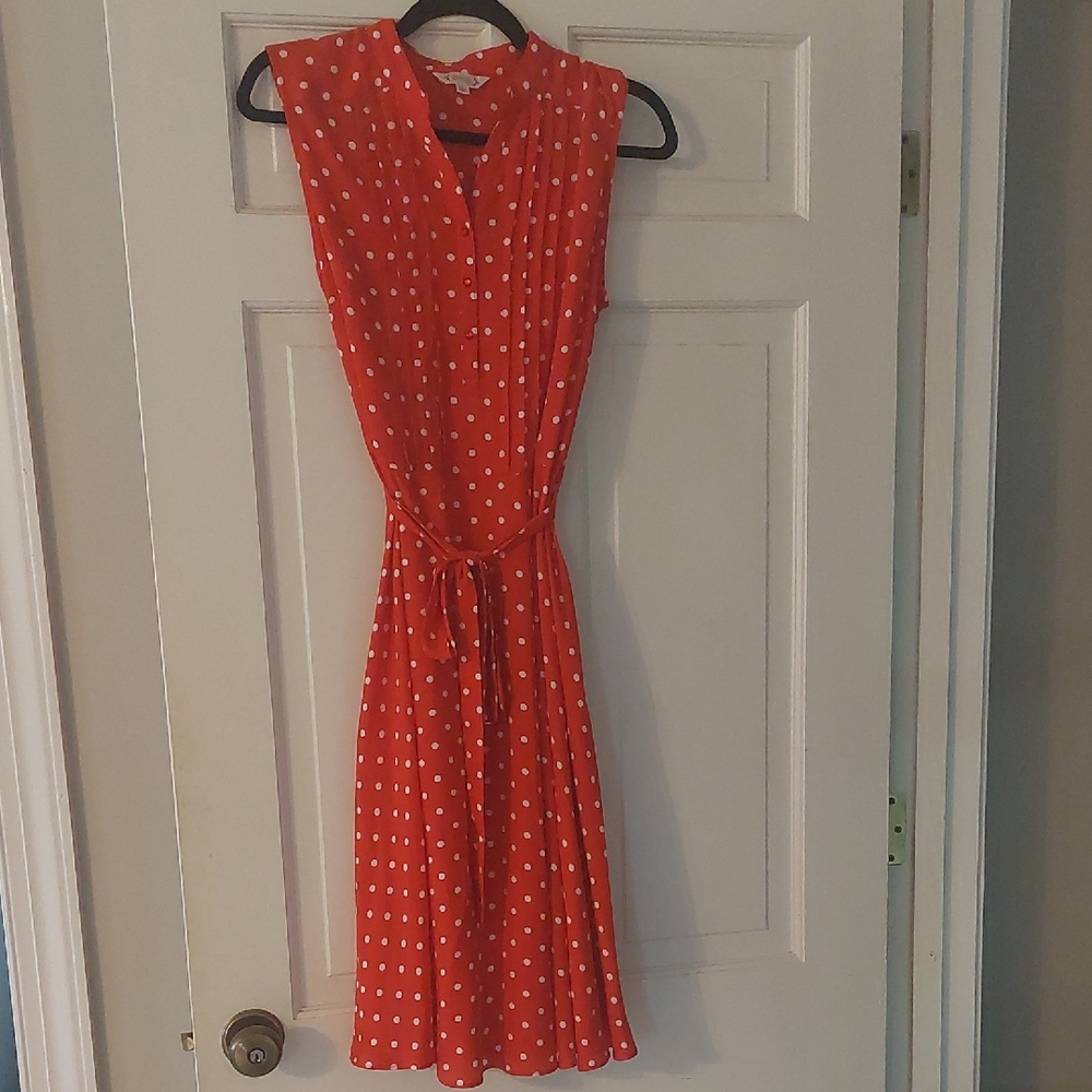 Nanette Lepore Red Pleated Midi Sundress V-neck, Size 8